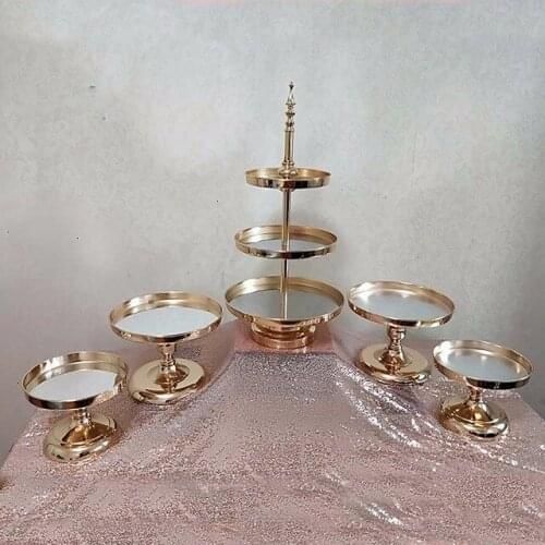 5pcs Electroplating gold 1 set cake stand wedding party cake tray
