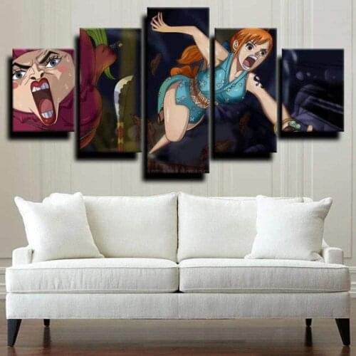 5 Piece Wall Art Canvas Anime Manga Pirate King Figure Prints Nami Posters And Pictures Modern Home Wall Decoration Paintings