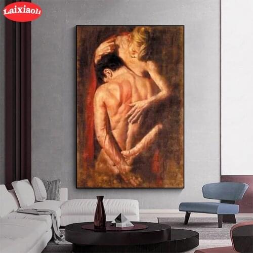 5D round Diamond Embroidery Modern art sexy lovers romantic love Diamond Painting Full Square Mosaic Cross Stitch Handmade Gift