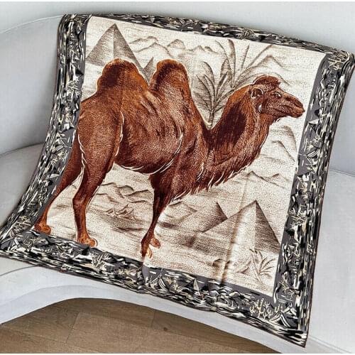 70% Cashmere 30% Silk Scarf Women Vintage Camel Print Shawl Stole Hijab Head Neck Kerchief Headscarf 105*105cm