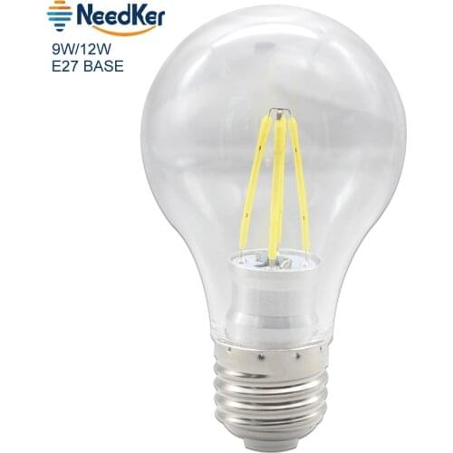 9W 12W LED Light Clear Body Lamp Edison E27 Bulb AC 110V 220V 360 Degree Warm Cold White A60 Bubble Ball Bulb for Restaurant