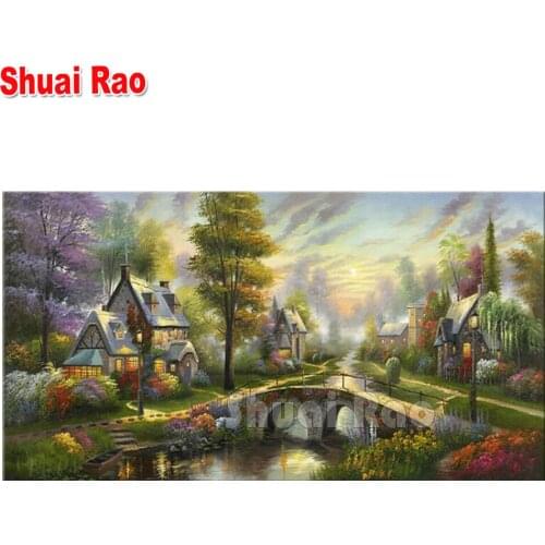 Large size diamond mosaic Village Villa diamond painting cross stitch embroidery full round drill landscape home decoration