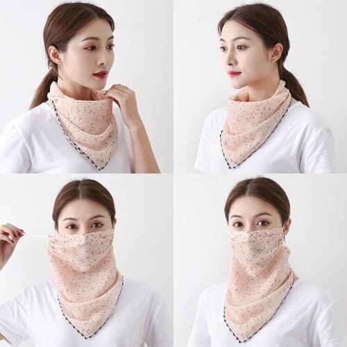 AWAYTR 26Colors Summer Outdoor Sunscreen Mask Scarf Chiffon Neck Scarf Large Area Occlusion Silk Mask Multi-function Lugs Scarf