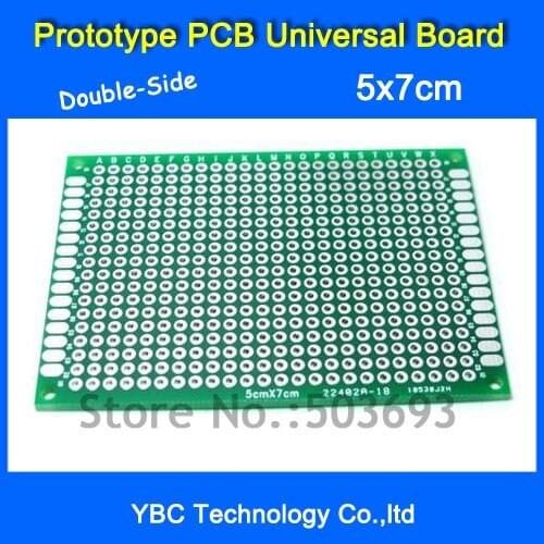 Free Shipping 50pcs/Lot 5x7 cm Double-Side Copper Prototype PCB Universal Board 5*7 cm