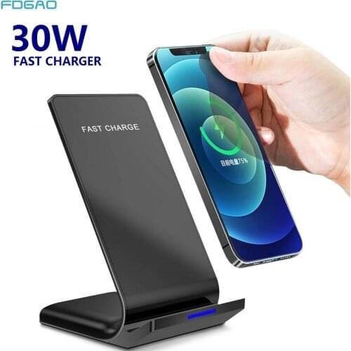 30W Qi Wireless Charger Stand For iPhone 12 11 Pro X XS Max XR 8 Samsung S20 S10 Note 20 Fast Charging Dock Station Phone Holder