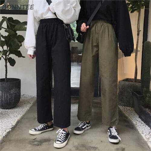 Oversize Cargo Pants Women Loose Chic Couple 3 Colors All-match College Solid Streetwear Leisure Fashion Female Cool Spring Ins