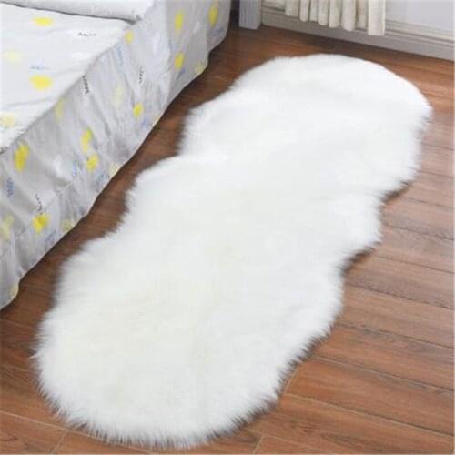 Customized Long Mat Seat Pad Home Decor Soft Sheepskin Fluffy Irregular shapes Area Rug Faux White Carpet Shaggy Living Room