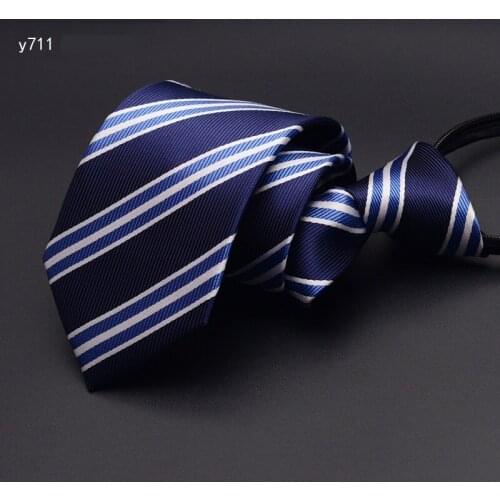High Quality 2019 New Fashion Ties Men Work Formal Suit Zipper 7cm Striped Tie Wedding Party Neckties Designers with Gift Box