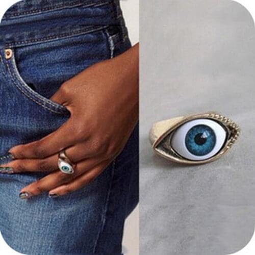 HOT Vampire Eye Rings Retro Punk Gothic Rings Exaggerated Rings For Women Men Brown Blue Color Vintage