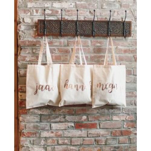 Customized name Wedding Bride Bridesmaid Proposal Maid of Honor canvas Tote Bags bridal shower company gift bags Party favors
