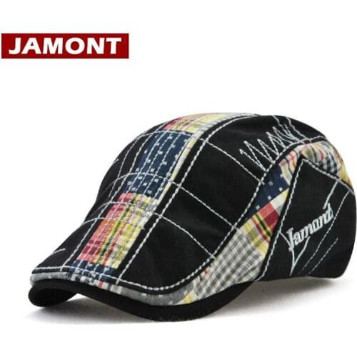 [JAMONT] New Men Visors Cap Autumn Winter Hats Berets Irregular Embroidery Casual Caps Casquette Cotton Plaid Mens Hat Winter