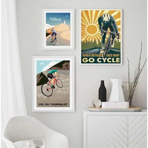 Canvas Painting Mont Ventoux Print Col du Tourmalet Bahomontes Vintage Poster Wall Art Pictures Bike Gift Home Decor