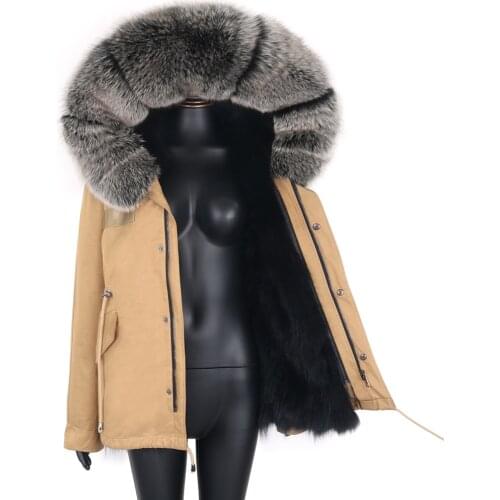 2021 Winter Jacket Women Real Fox Fur Coat Waterproof Short Parka Natural Raccoon Fur Outerwear Hood Streetwear Detachable