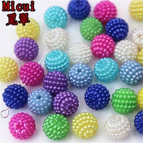 Micui 50pcs 10mm Mix color Round beads ABS imitation pearls mounted removable type for clothing package shoe Crafts DIY MC690