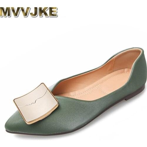 MVVJKE 2020 Spring Luxury Women Green Pink Beige Ballet Flats Summer Soft Leather Pointed Toe Ballerina Flats korean Boat Shoe