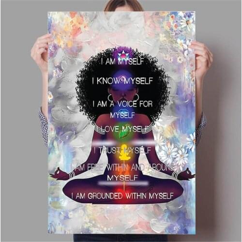 African Girl Meditation Wall Poster Canvas Painting and Prints Toilet Bathroom Wall Art Pictures Cuadros for Living Room Decor