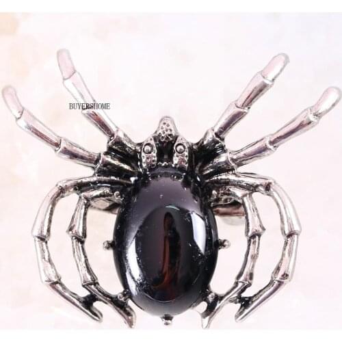 Spider Brooch Natural Stone Black Onyx CAB Cabochon Bead Pendant For Men Women Jewelry Gift 1Pcs K705