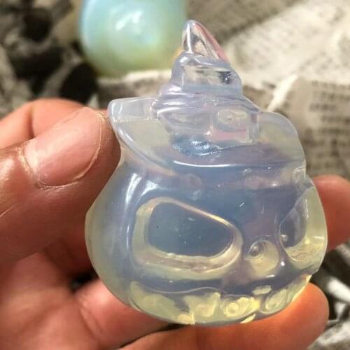 Natural opal handcarved Halloween pumpkin skull gift craft carved healing ornament