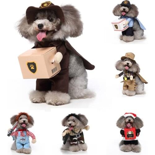 Pet Dog Halloween Clothes Dogs Christmas Cosplay Costume Comical Outfits With Wig Set Pet Cat Dog Festival Party Clothing