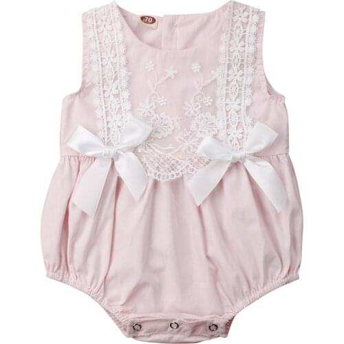 2019 New Infant Newborn Baby Girls Clothing Lace Ruffles Rompers Jumpsuit Cute Bow Sunsuit Summer Baby Girls Costume