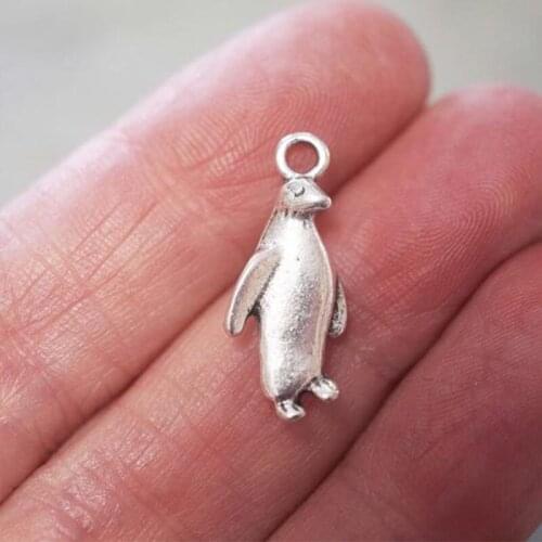10Pcs/Lot Animal 3D Penguin Charms Antique Silver Color Tone Pendant Findings DIY Handmade Accessories Jewelry Making Supplies