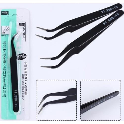 Elbow Tweezers Nail Profesional Tools Stainless Steel Anti-static Decoration DIY Art Clip Manicure Supplies Storage Wholesaler