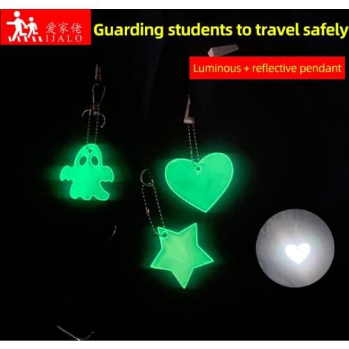 Luminous Glowing Pendant Reflective Keychain Glow In The Dark Star Ghost Backpack accessories for visible safety Halloween Gift