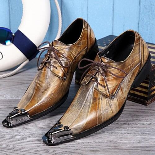 Mens Real Leather Dress Formal Pointed Toe Metal British Shoes Slip On Loafers Wingtip Plus Size 38-46