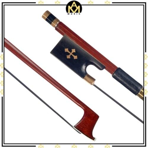 Advanced IPE 4/4 Violin Fiddle Bow Round Stick Durable And Waterproof Bow Ebony Frog w/ Cross Pattern Inlay Fast Response
