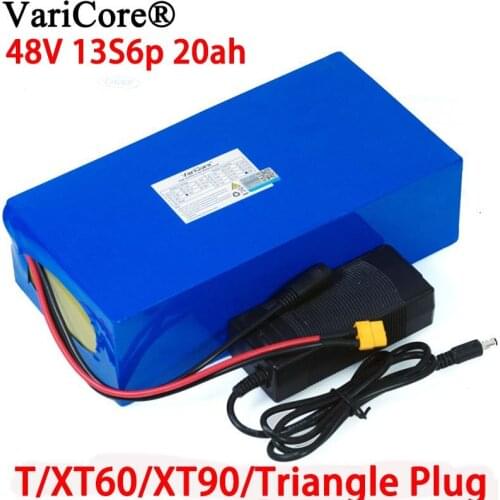 VariCore 48V 20ah 13s6p Lithium Battery Pack 48v 20000mAh 2000W electric bicycle batteries Built in 50A BMS +54.6V 2A Charger