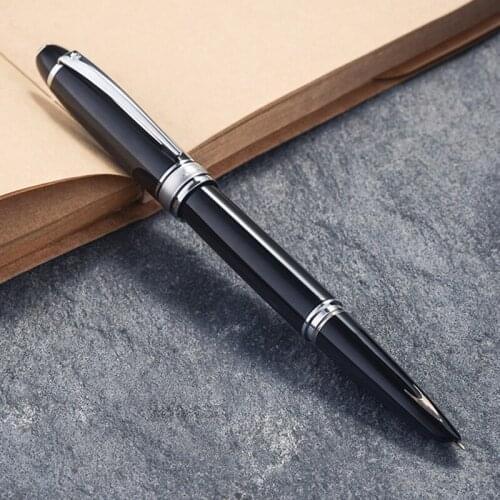 Hero 100 14K Gold Nib Vintage Fully Metal Fountain Pen Arrow Mark Authentic Business Black-Silver Clip Ink Pen Writing Gift Set