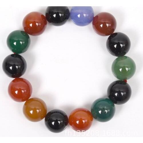 High quality multicolor tourmaline chalcedony agate single circle crystal elastic bracelet holiday jewelry gift