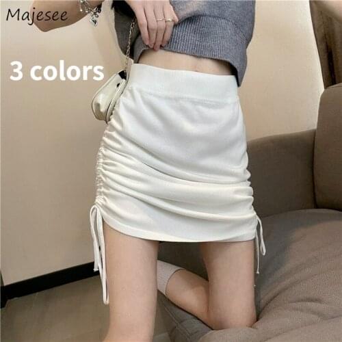 Skirts Women Summer Solid Simple 3 Colors Lady Elegant Mini Comfortable Holiday A-line Shirring Empire Fashion Slim Korean Style