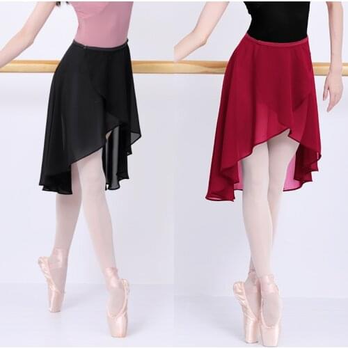 Women Chiffon Ballet Skirts Girls Soft Ballet Dress Tulle Skirt Black Polyester Dance Costumes Adult Training Dress