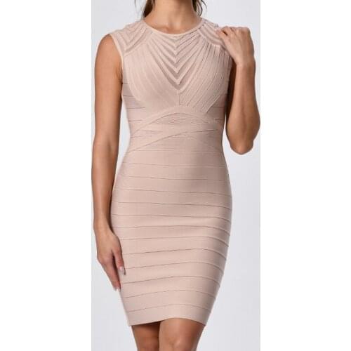 Sexyboutique bandage dress womens wear mesh stripe bodycon Elegant Robe bandage dress with short sleeve casual lady vestidos