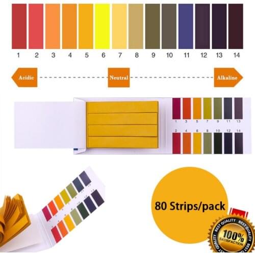 1set = 80 Strips! Professional 1-14 PH Litmus Paper Ph Test Strips Water Cosmetics Soil Acidity Test Strips with Control Card