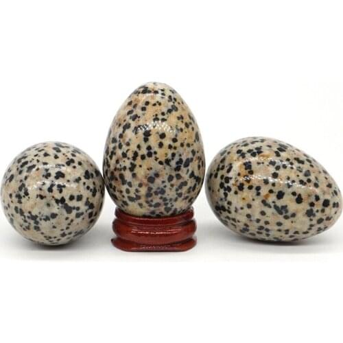 35x49MM Natural Gemstone Dalmation Spot Jasper Crystal Reiki Healing Egg Home Decor (1pcs)