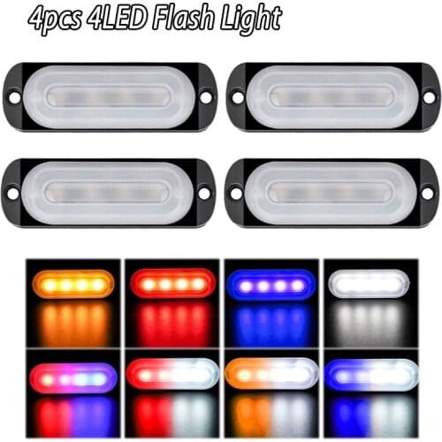4pcs 4LED Truck Flashing Warning Light Strobe Emergency Light Car Trailer Motorcycle Beacon Lamp LED Side Light Indicator Light