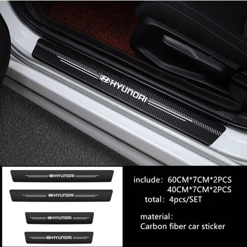 Car-Styling 4PCS Carbon Fiber Door Sill Carbon Fiber Sticker Decals For Hyundai Santa Sonata Solaris Azera Creta I30 Ix25 Elant
