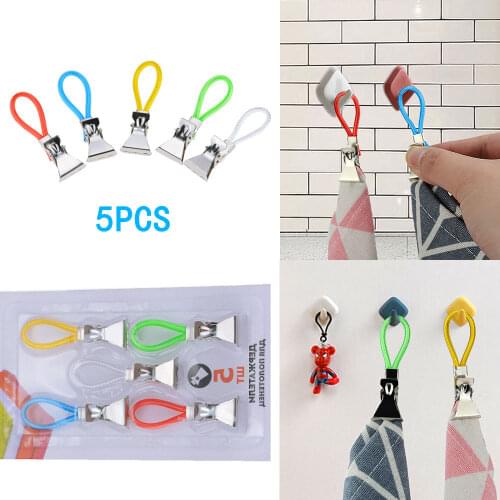 5PCS Tea towel hanging on the hook hook and loop towel wiping clothes hanger clothespin household kitchen bathroom storage box