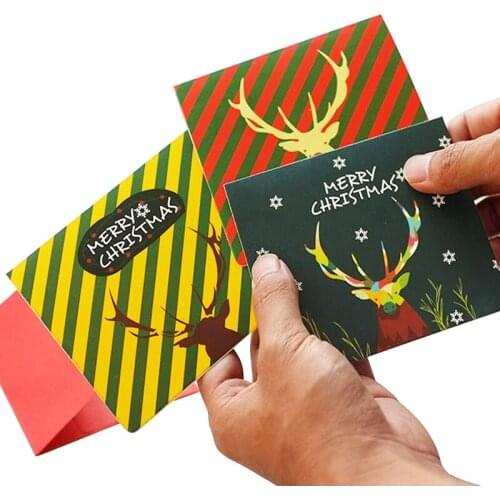 50pcs/lot Kawaii Antlers serie Christmas folding card With envelope Mini Birthday Gift Message Card Party Invitation Wholesale