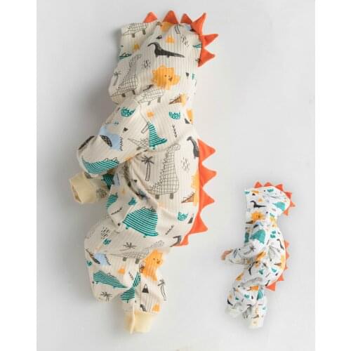8709 Baby One-piece Clothes Autumn 2021 Baby Climbing Clothes Ins Pop Dragon Pattern Boys Cartoon Bodysuit Toddler Girl Onesies