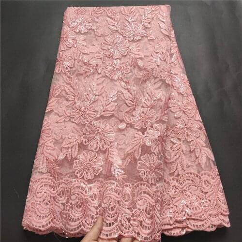 African Lace Fabric 5 Yards 2021 Nigerian Party Asoebi Dress Sewing Material Beaded Sequin Embroidery French Net Lace ZP100