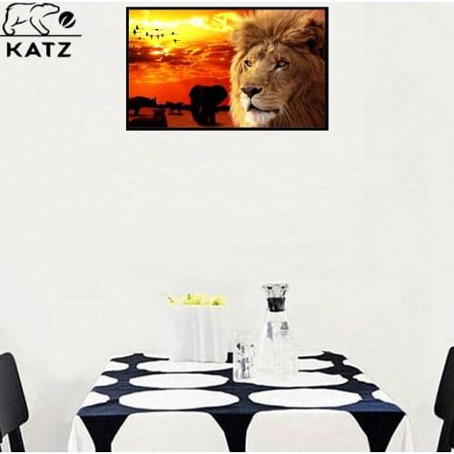 Lion Diamond Painting Animal Embroidery Crossing Diy Sunset Landscape Mosaic Cross Stitch Home Decoration