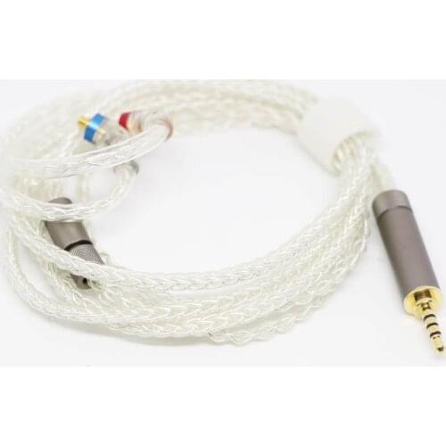 AUDIOSENSE 2.5mm Balanced 8 Strands 19 Core Silver Plate Copper Headphone Upgrade MMCX Cable For T800 ,SE846,UE900,W80 etc