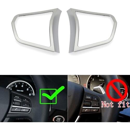 BBQ@FUKA 2x Car Interior Steering Wheel Button Swith Panel Decoration Cover Sticker Fit For BMW 5 Series 525i 520i 2011-2014