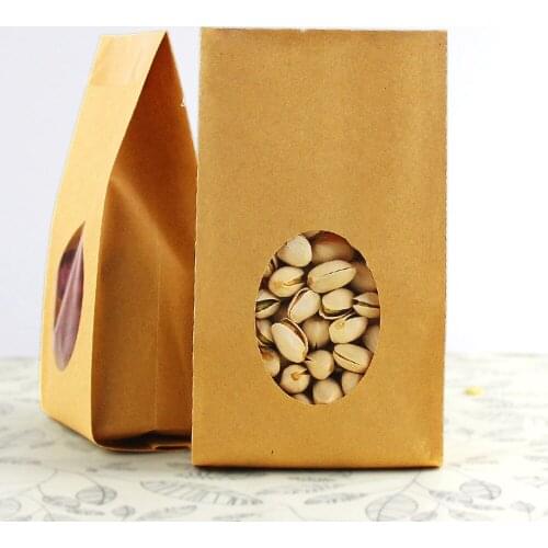 Free DHL Multi-size Open Top Stand Up Kraft Paper Heat Seal Bag With Clear Window For Party Food Gift Packing Bellows Pocke