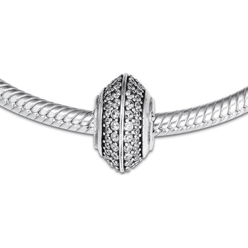 DIY Fits for Pandora Charms Bracelets Sparkling Pave Beads 100% 925 Sterling-Silver-Jewelry Free Shipping