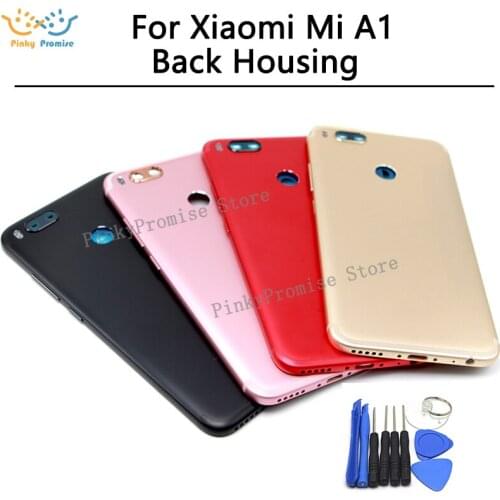 For Xiaomi Mi A1 Battery Back Cover for Xiaomi MiA1 Rear Door Housing Replacement Repair Spare Parts Red + Power Volume Button