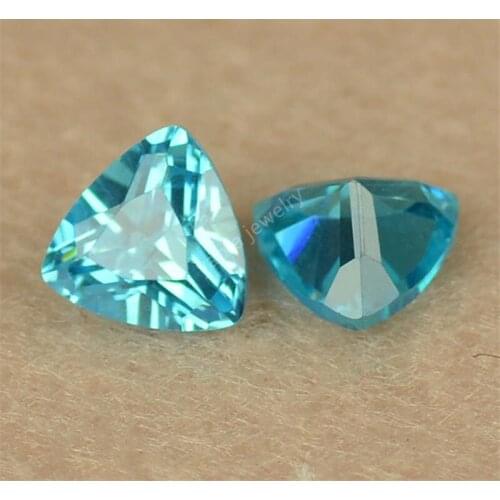Hotsale 5A Aquamarin CZ Gems 3x3~12x12mm Light Sea Blue Triangle Shape Trillion Cut Loose Lab Created Cubic Zircon Stone For DIY